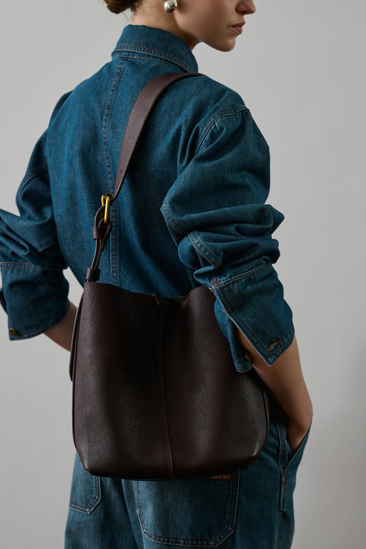 Sac Saudade Mini - Marron Foncé - Cuir - Femme