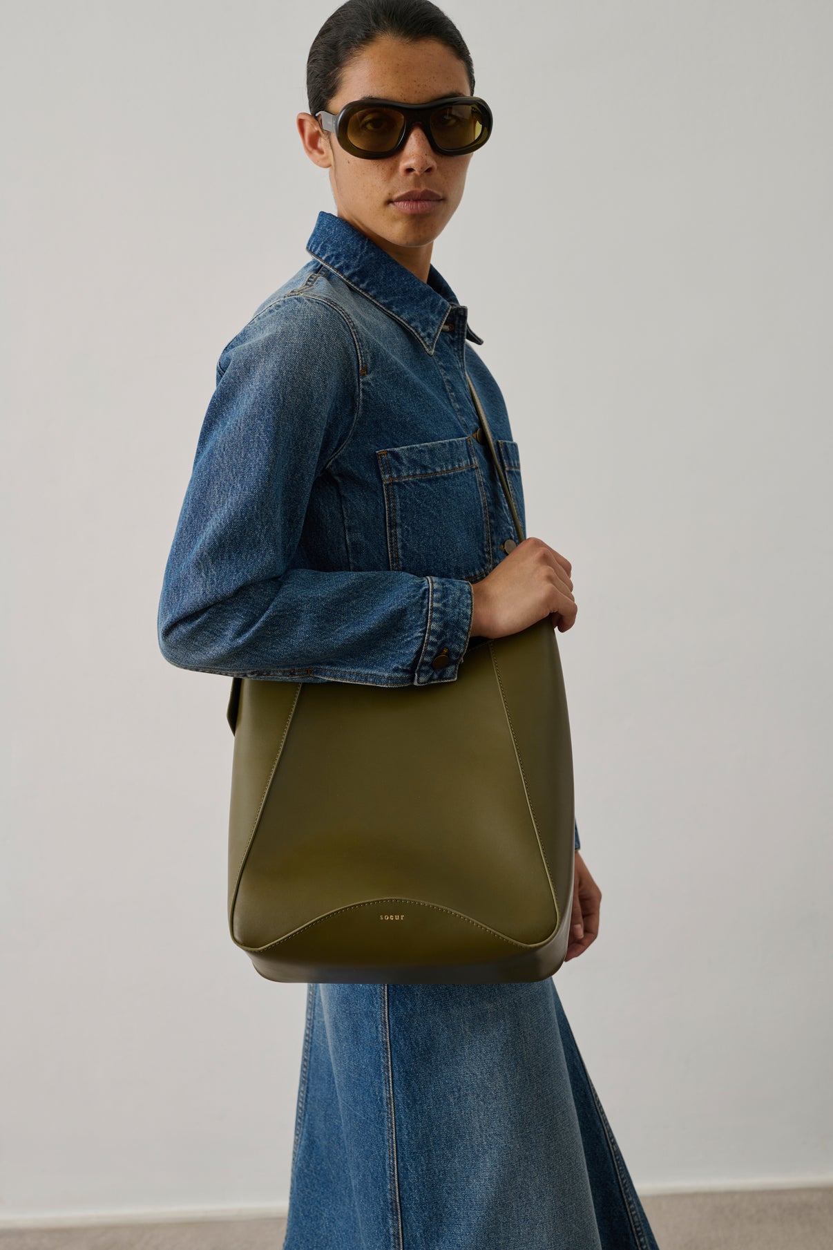 Sac Uma - Kaki - Cuir - Femme vue 2